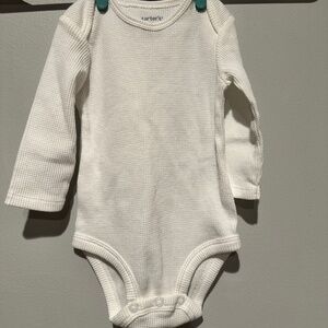Carters White Long Sleeve Ripped Body Suite Onesie